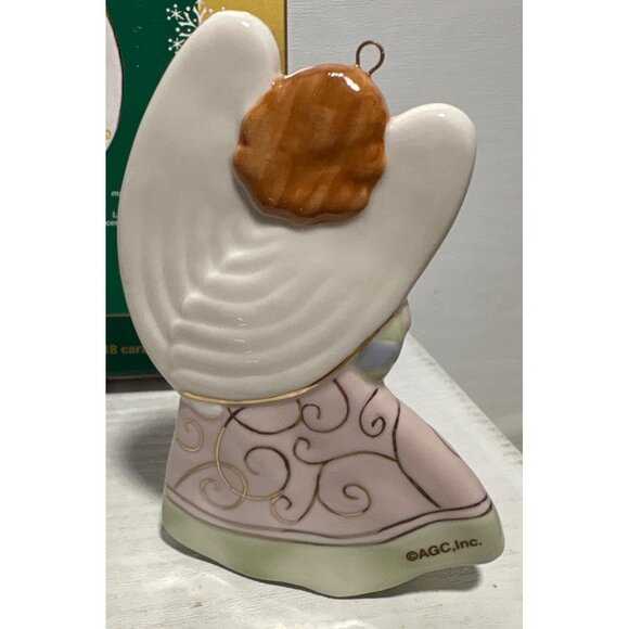 Heirloom Godmother Ornament 200518Kt Gold Accents Porcelain Angel Holding Earth - Picture 3 of 7
